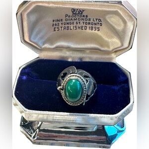 Vintage Mexico agate handmade Taxco poison ring adjustable